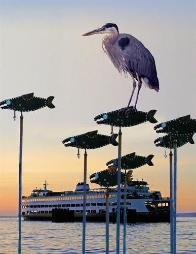 Heron at Sunset (with ferry)