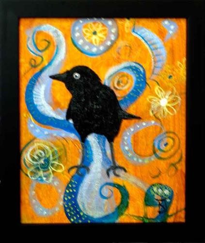 Young Crow II (orange and blue)
