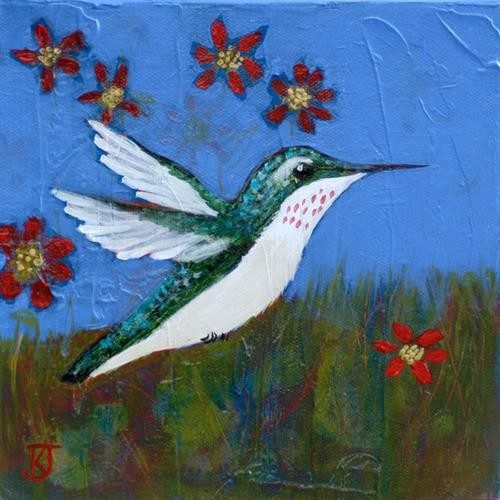 Hummingbird with Red Flowers