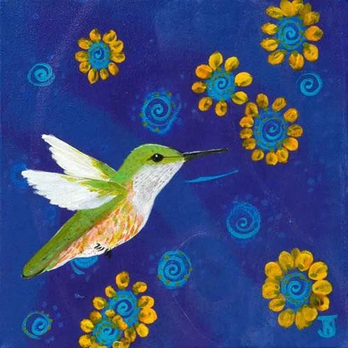 Hummingbird with Yellow Flowers