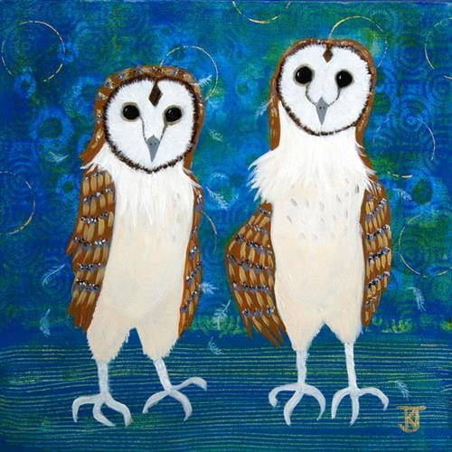 Barn Owlets in Blue (II)